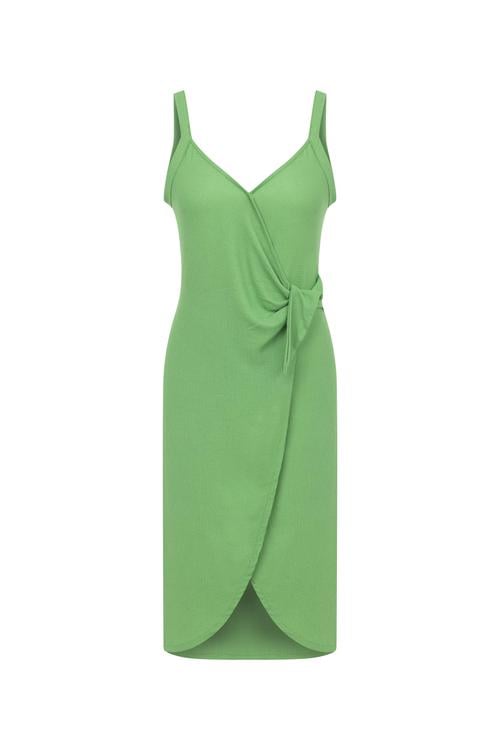  DOKULU KRUVAZE KESİM MİDİ ELBİSE