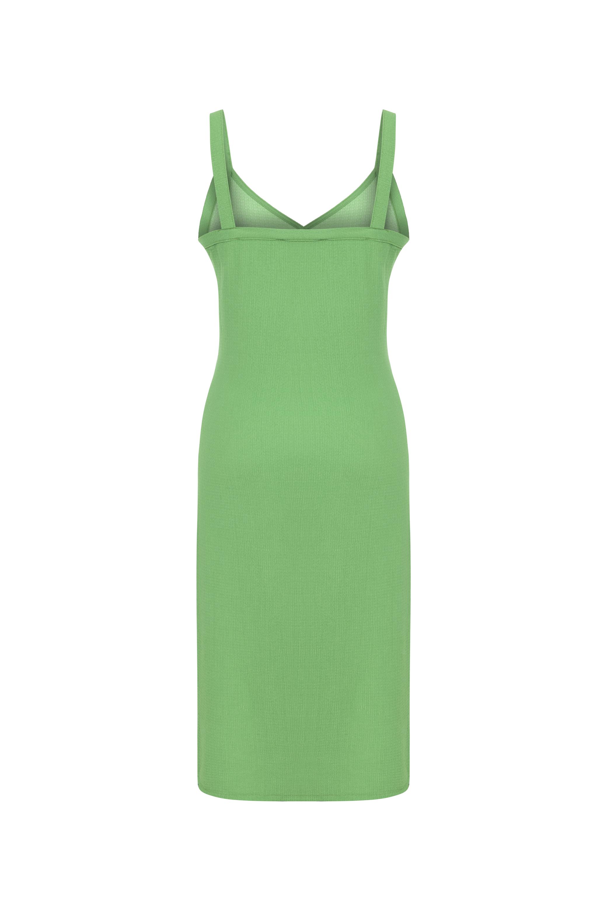 DOKULU KRUVAZE KESİM MİDİ ELBİSE