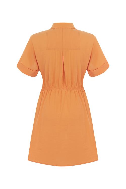  MODAL KARIŞIMLI KISA KOLLU MİNİ GÖMLEK ELBİSE