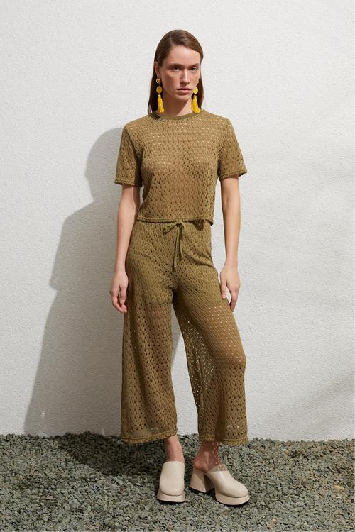  AJURLU BİSİKLET YAKA KISA KOLLU BLUZ