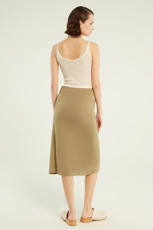  BAĞLAMA DETAYLI DÜZ KESİM MİDİ ETEK