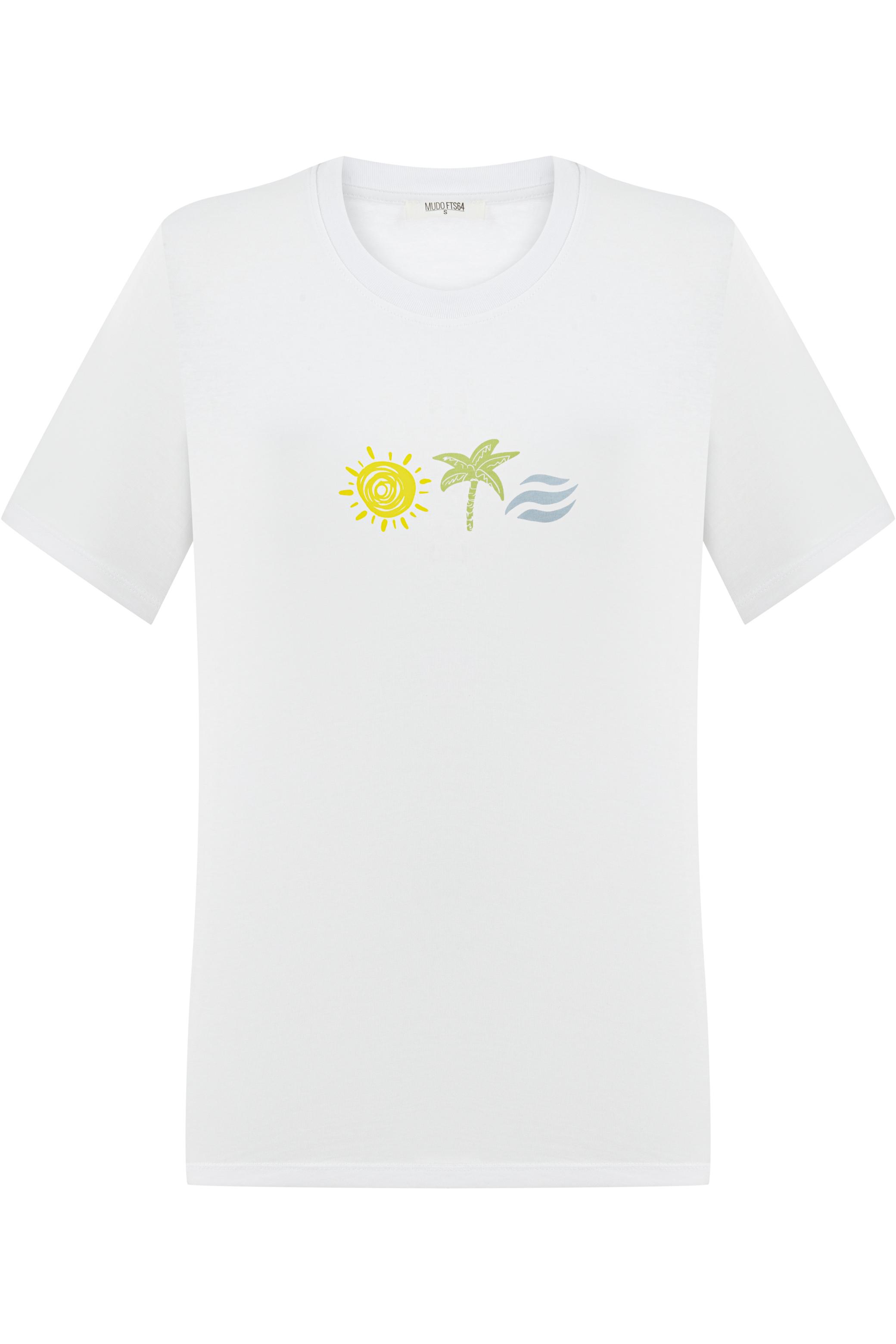 BASKILI BİSİKLET YAKA KISA KOLLU T-SHIRT