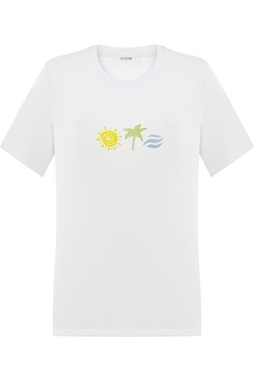  BASKILI BİSİKLET YAKA KISA KOLLU T-SHIRT