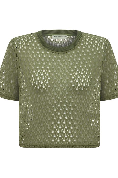  AJURLU BİSİKLET YAKA KISA KOLLU BLUZ