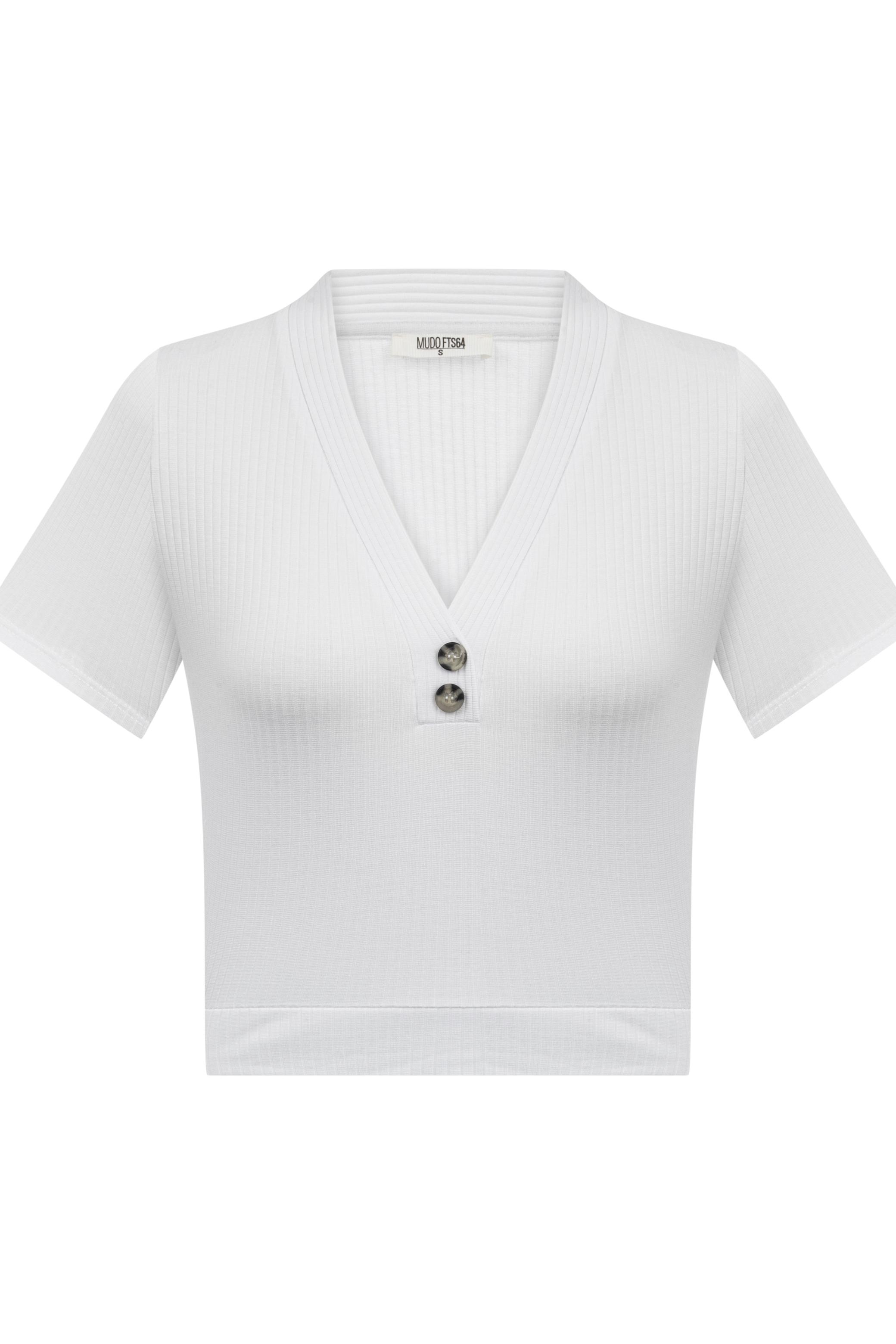 DÜĞME DETAYLI KISA KOLLU T-SHIRT