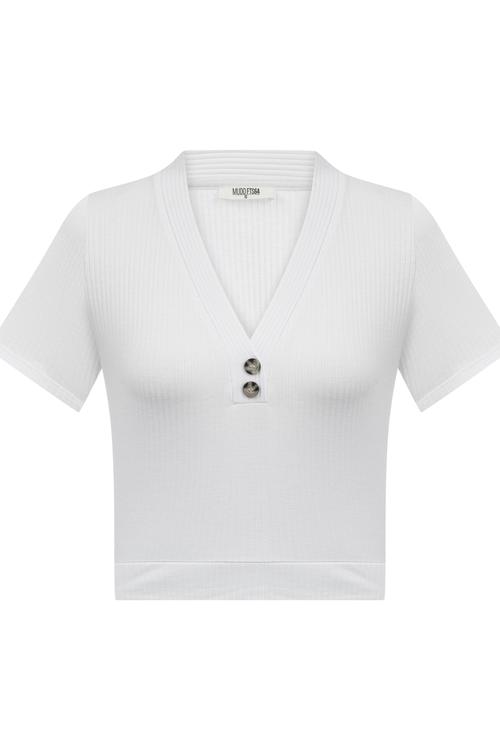  DÜĞME DETAYLI KISA KOLLU T-SHIRT