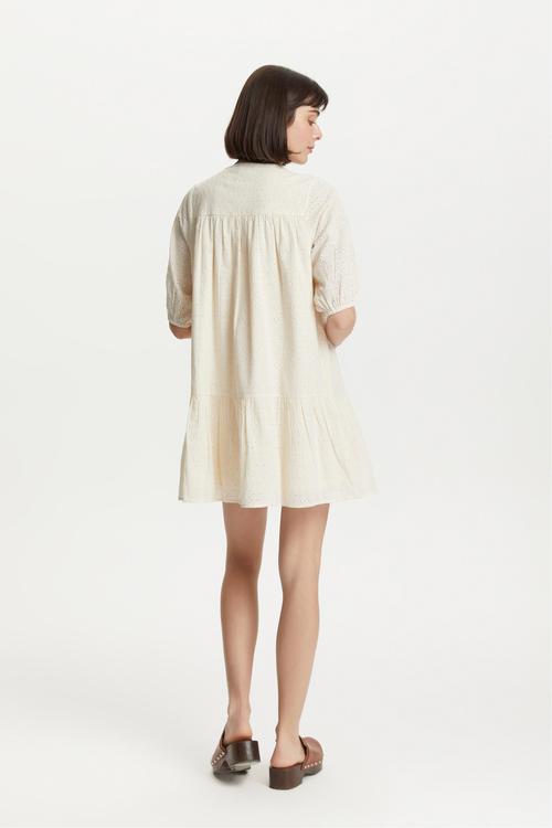  DENİZ KABUĞU DETAYLI FİSTO MİNİ ELBİSE