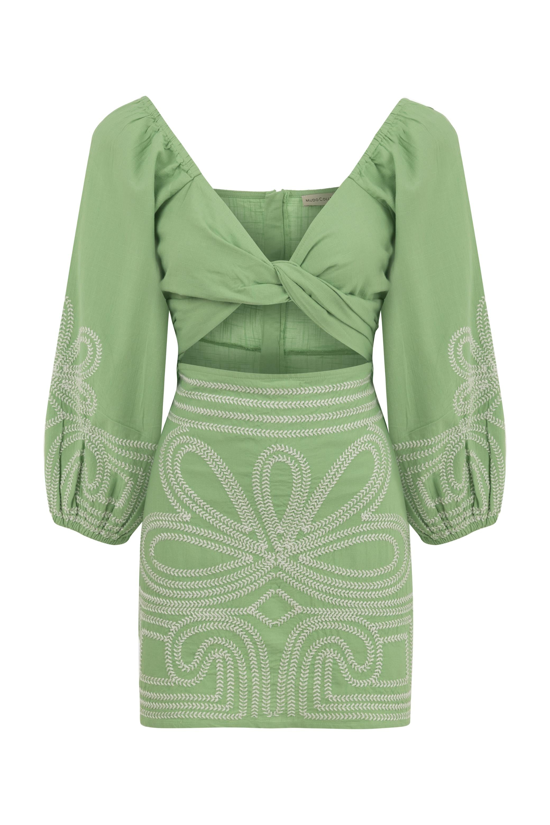 NAKIŞLI BÜZGÜLÜ MİNİ ELBİSE