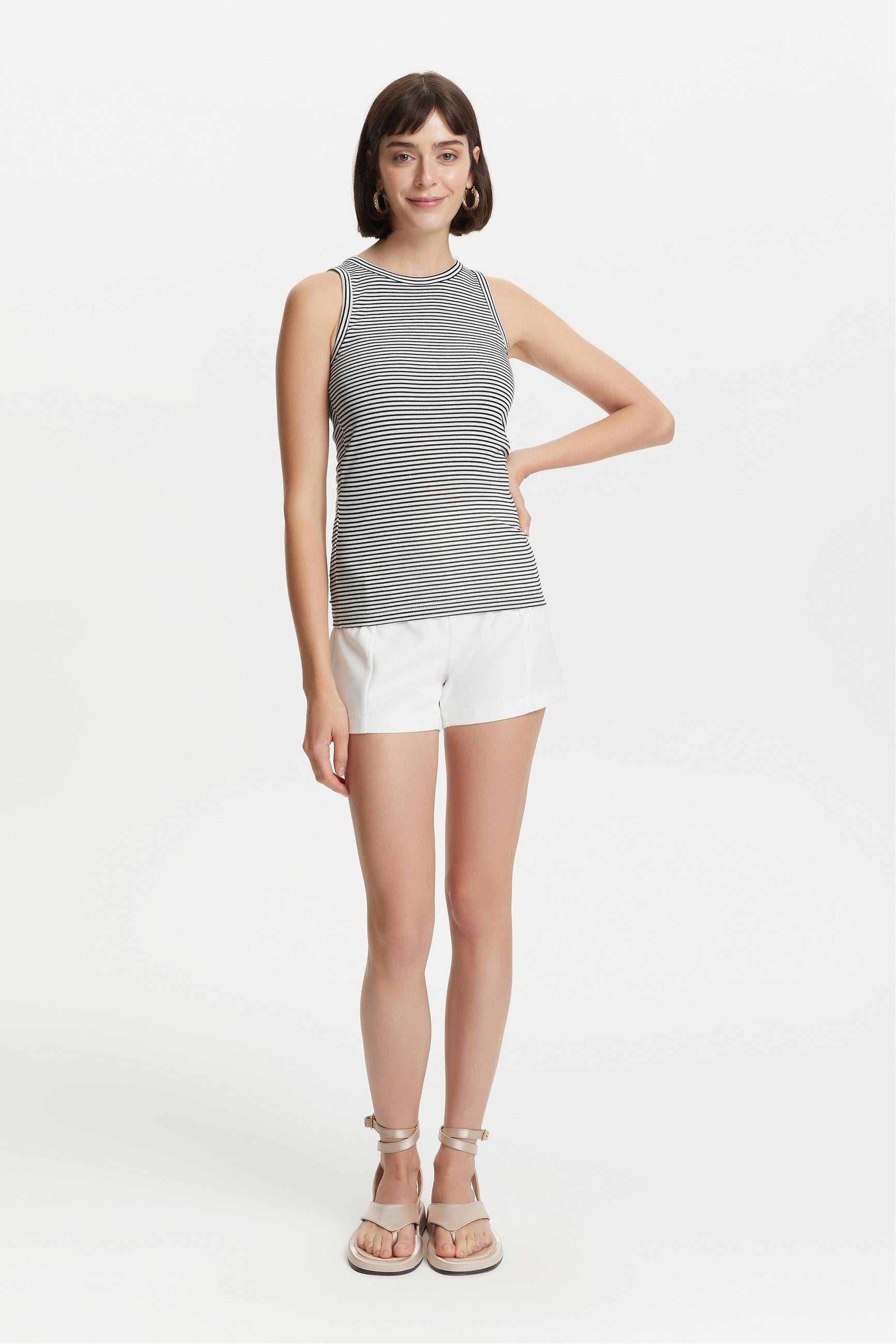 ÇİZGİLİ BİSİKLET YAKA ATLET