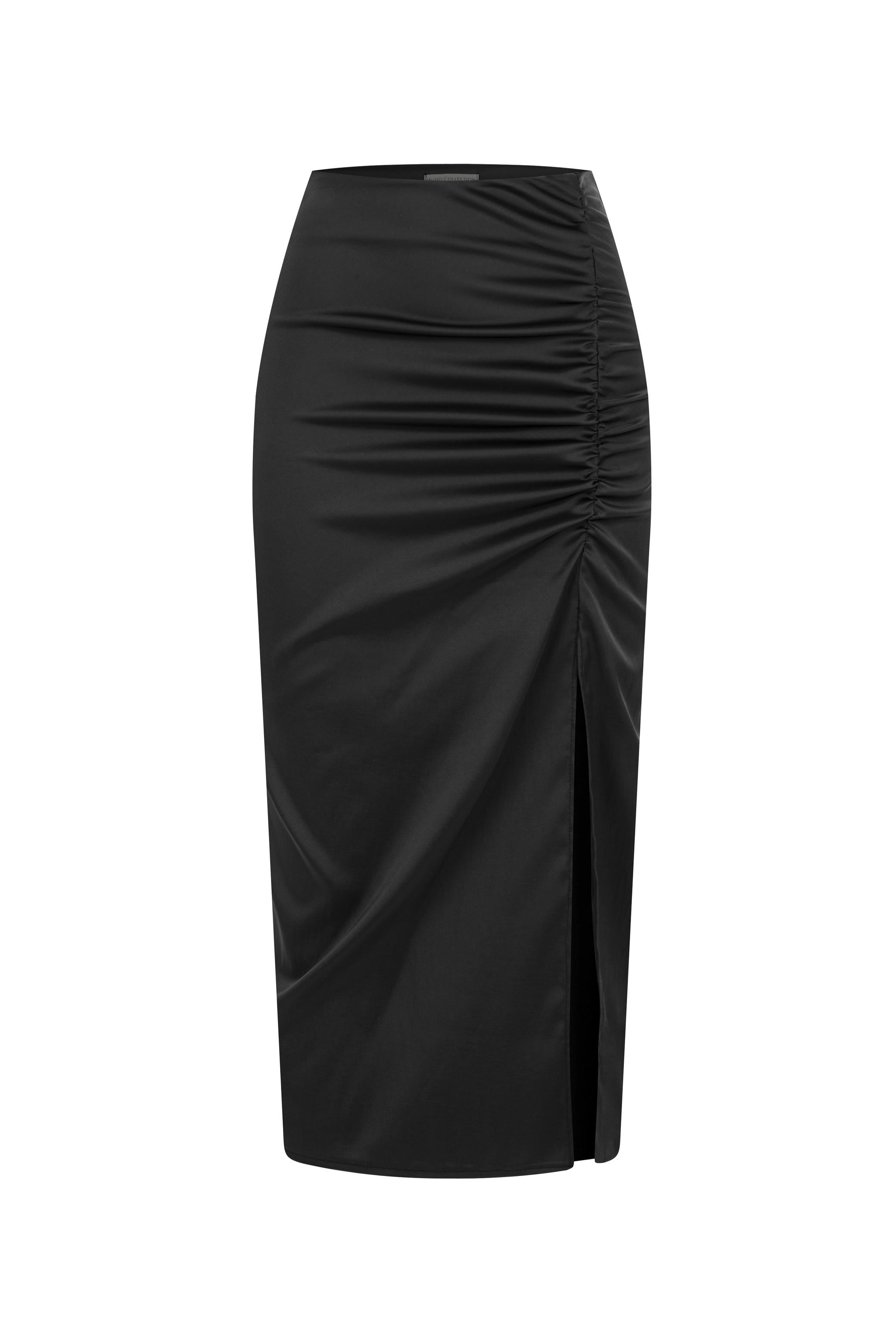 DRAPELİ YIRTMAÇLI MİDİ ETEK