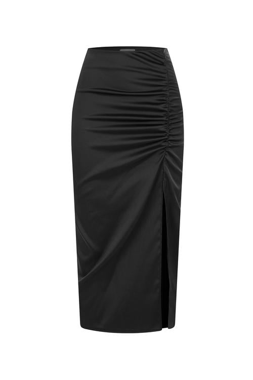  DRAPELİ YIRTMAÇLI MİDİ ETEK