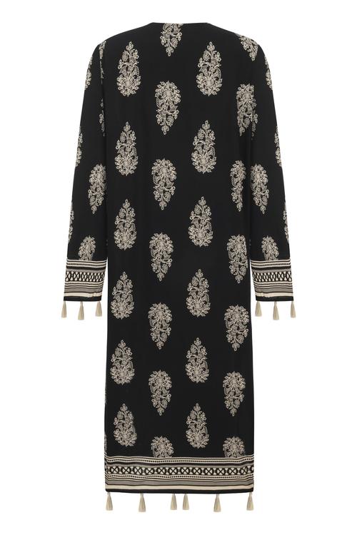  ETNİK DESENLİ UZUN KOLLU PLAJ KİMONO