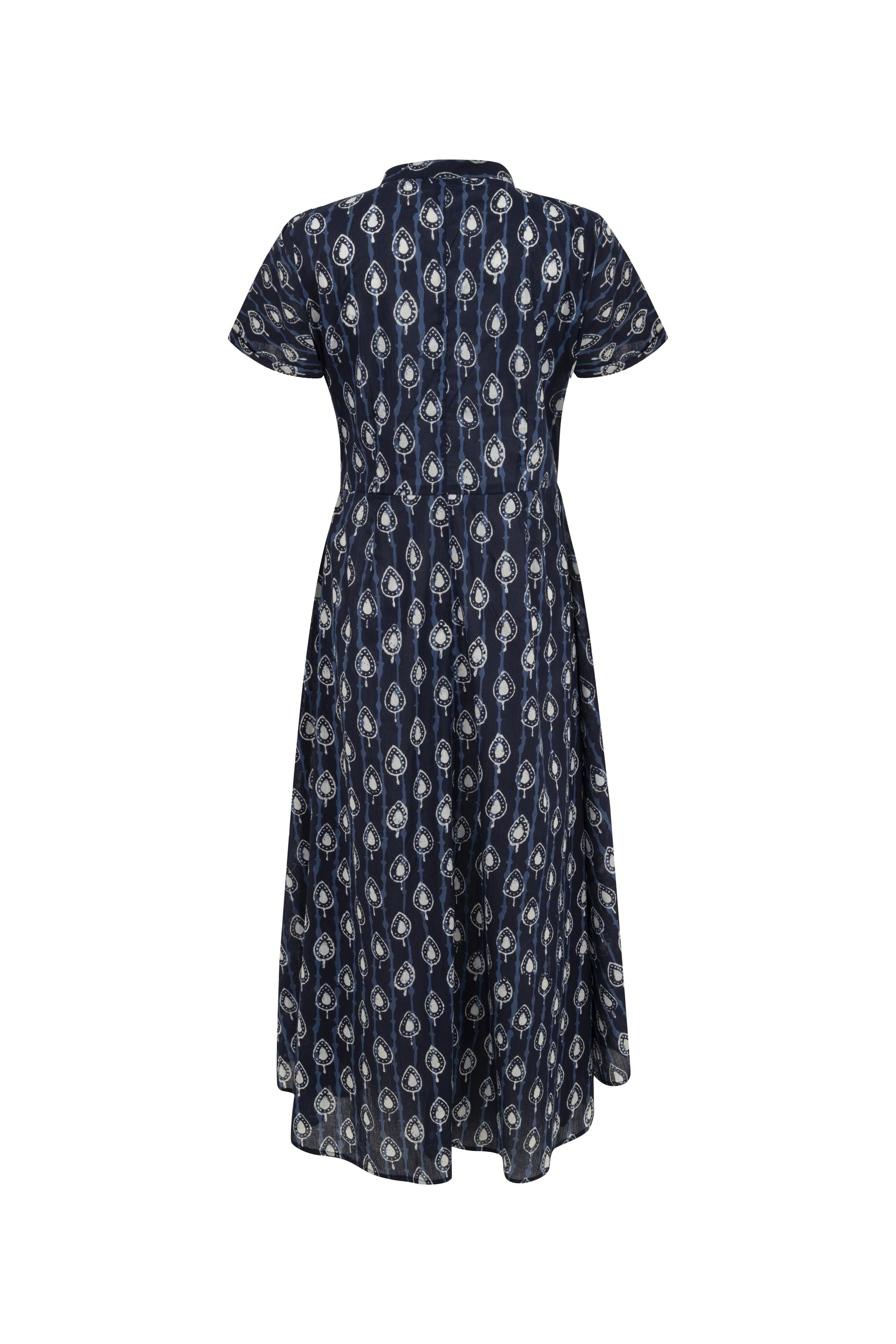 ETNİK DESENLİ KISA KOLLU MİDİ ELBİSE