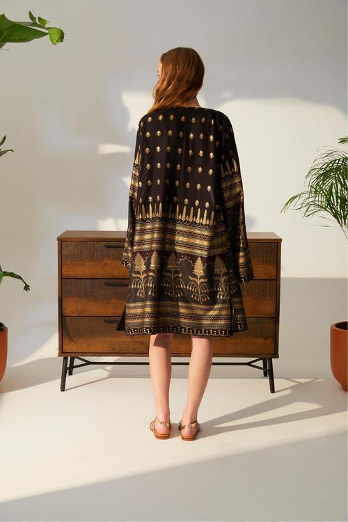  ETNİK DESENLİ PLAJ KİMONO