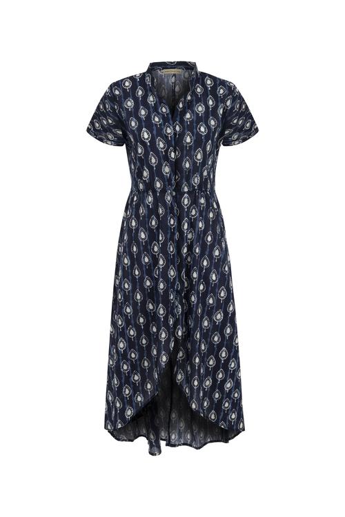  ETNİK DESENLİ KISA KOLLU MİDİ ELBİSE