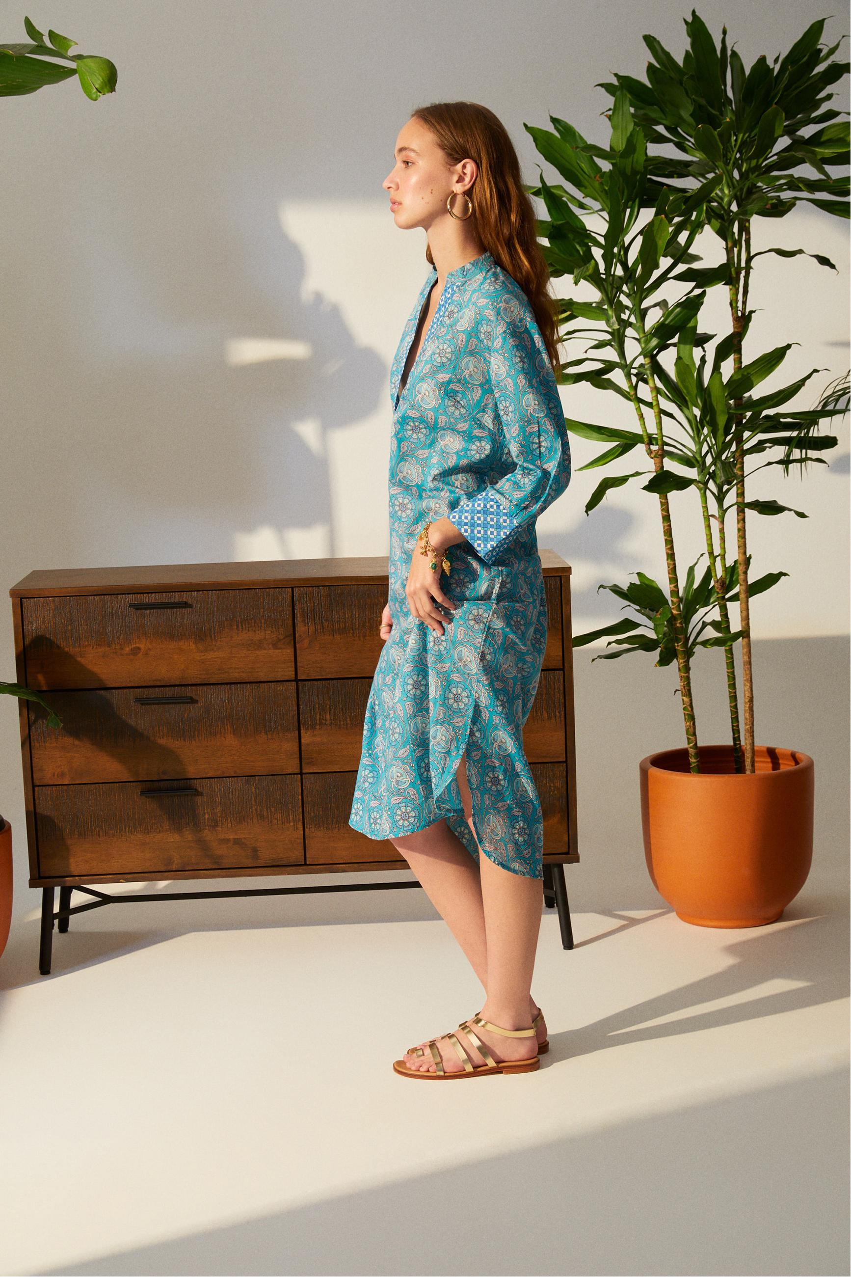 ETNİK DESENLİ PLAJ ELBİSESİ