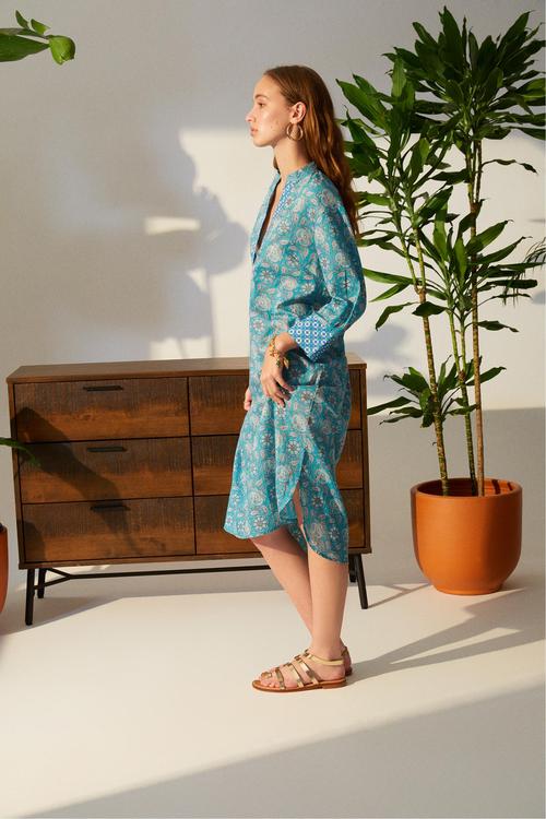  ETNİK DESENLİ PLAJ ELBİSESİ