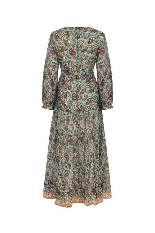  ETNİK DESENLİ UZUN ELBİSE