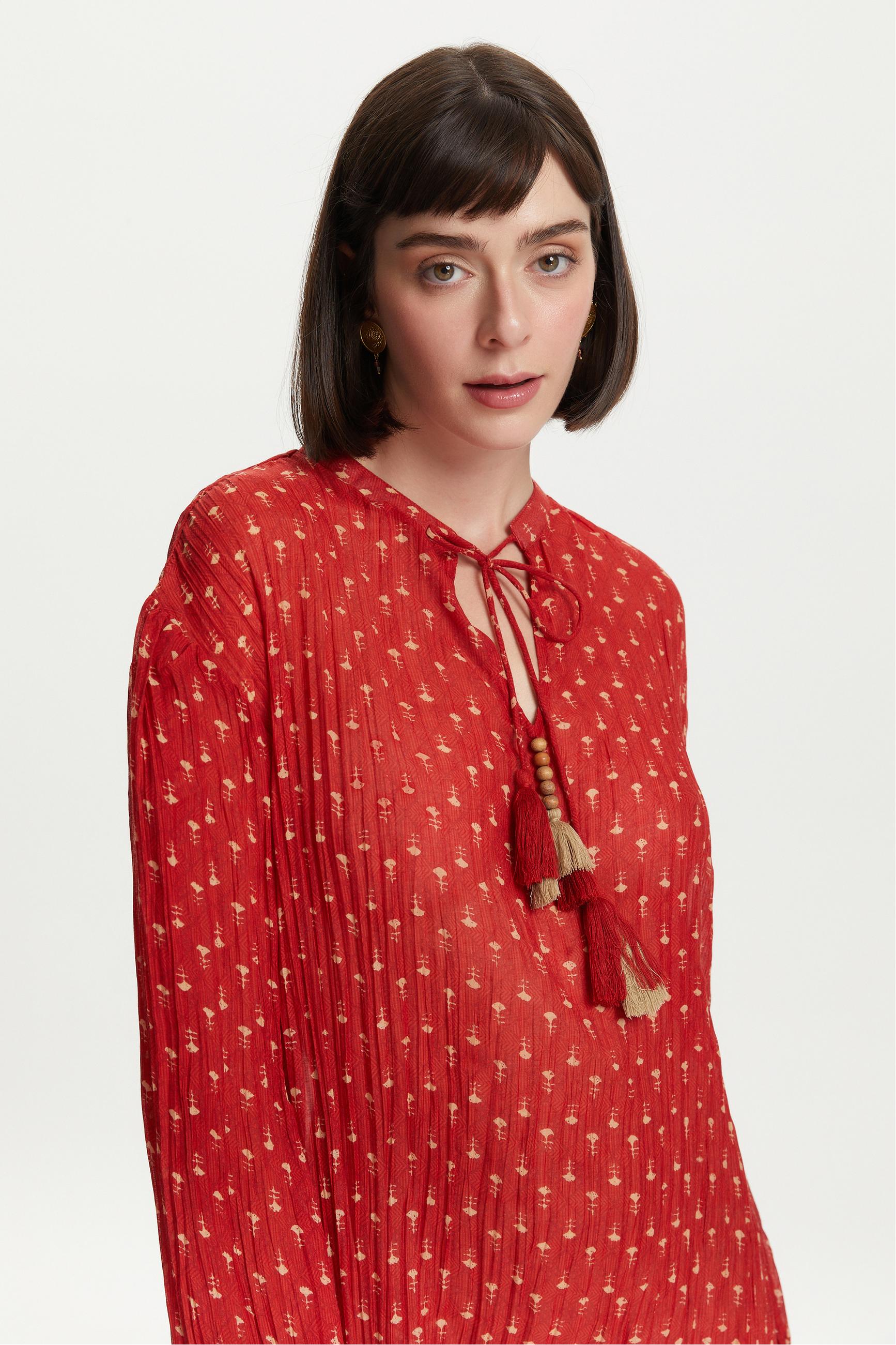 ETNİK DESENLİ MİNİ ELBİSE