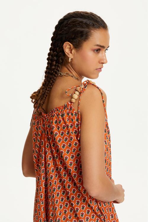  ASKILI ETNİK DESENLİ UZUN ELBİSE