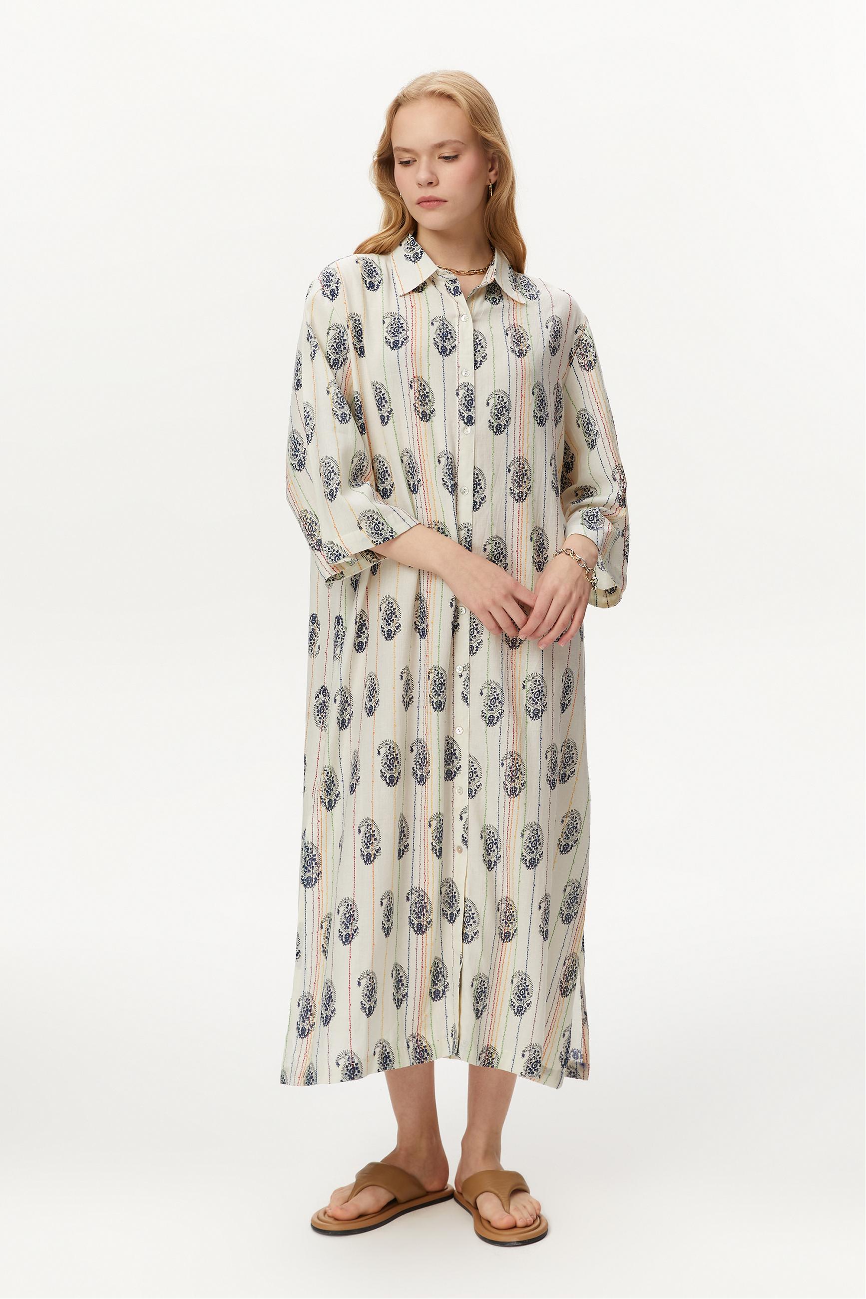 YIRTMAÇLI UZUN PLAJ ELBİSESİ