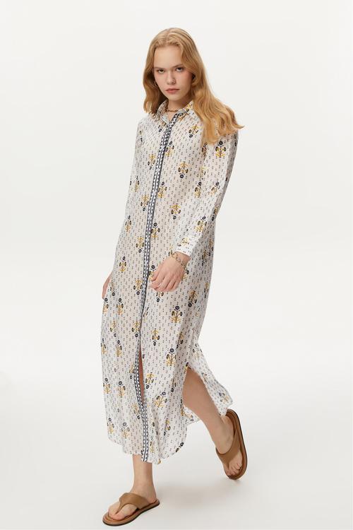  ETNİK DESENLİ UZUN ELBİSE