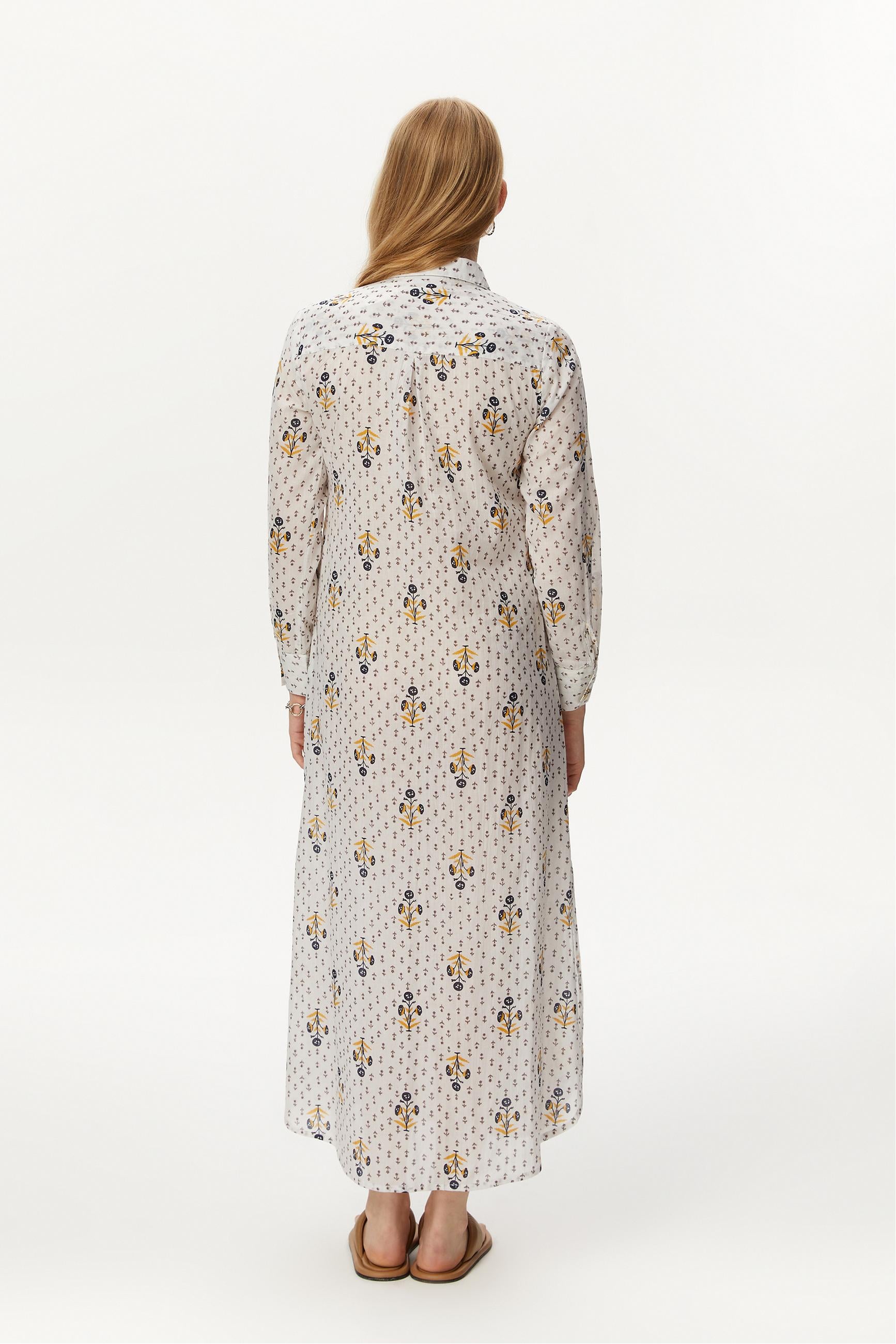 ETNİK DESENLİ UZUN ELBİSE