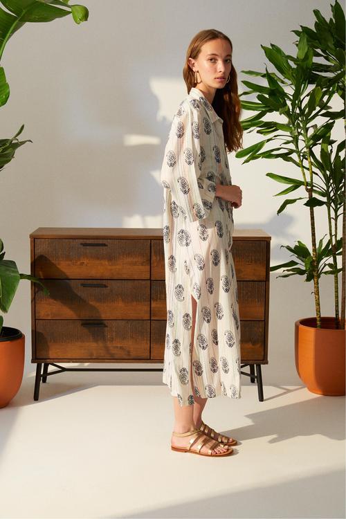  YIRTMAÇLI UZUN PLAJ ELBİSESİ