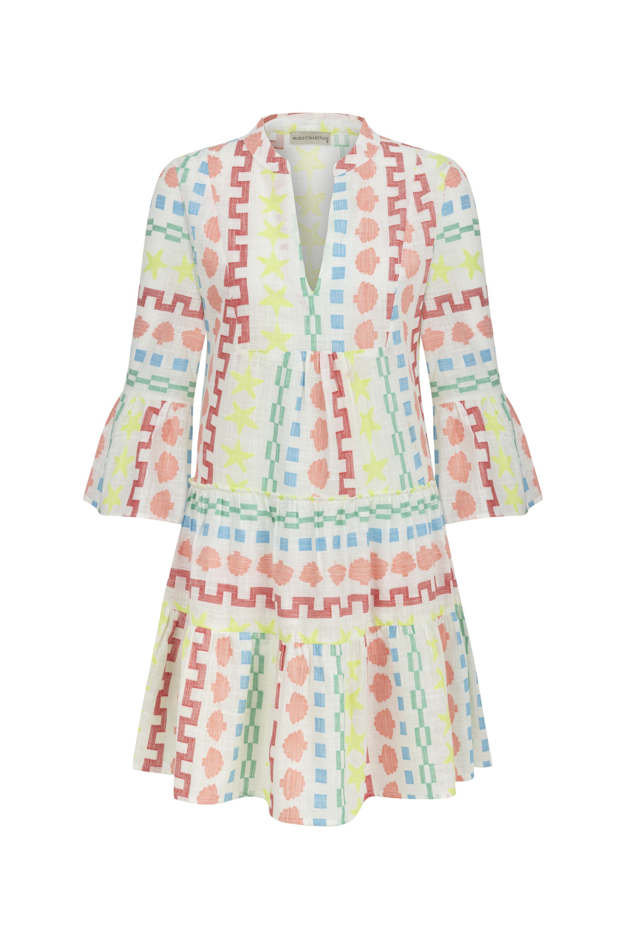 ETNİK DESENLİ MİNİ KLOŞ ELBİSE