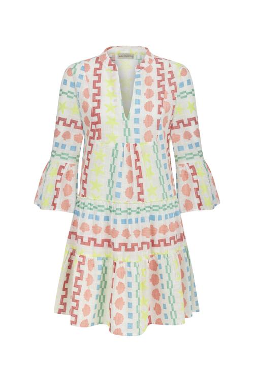  ETNİK DESENLİ MİNİ KLOŞ ELBİSE