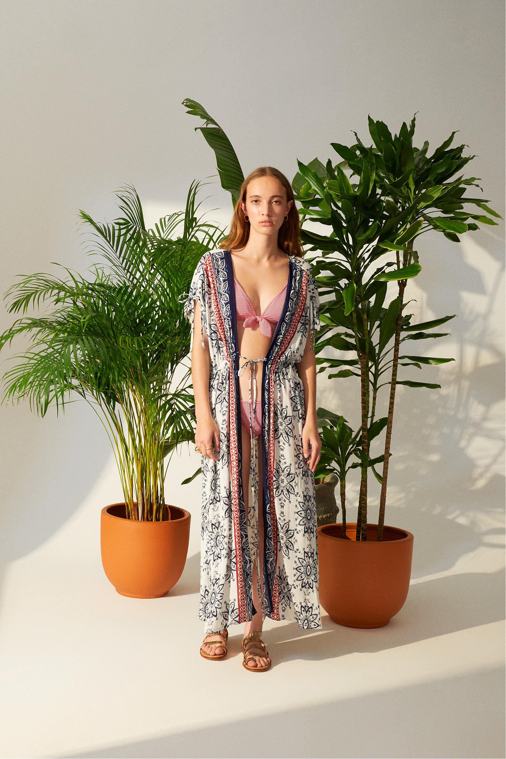 ETNİK DESENLİ PLAJ KİMONO