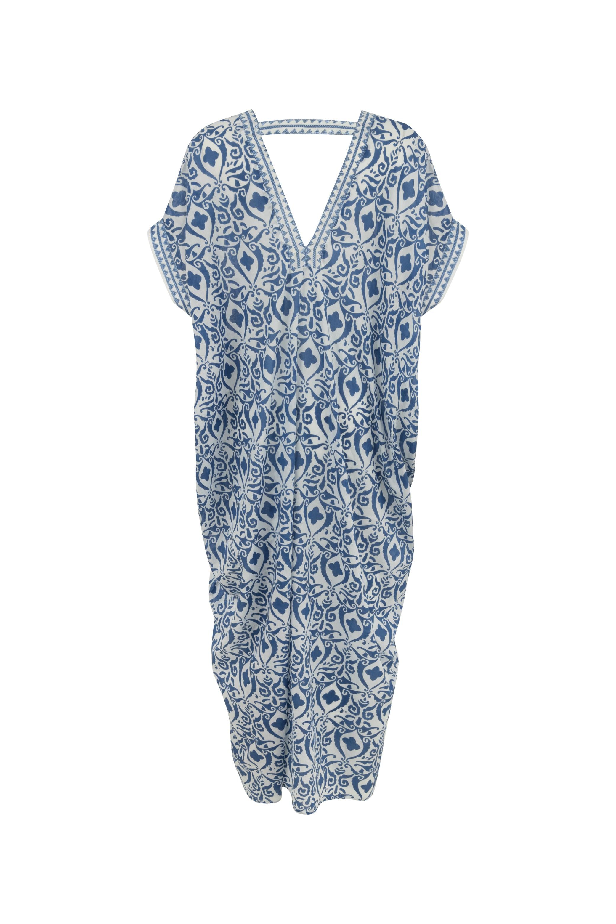 ETNİK DESENLİ UZUN PLAJ ELBİSESİ