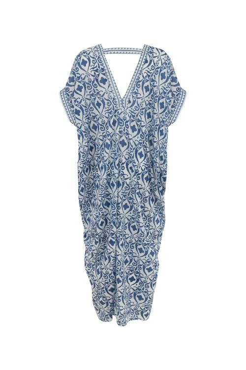  ETNİK DESENLİ UZUN PLAJ ELBİSESİ