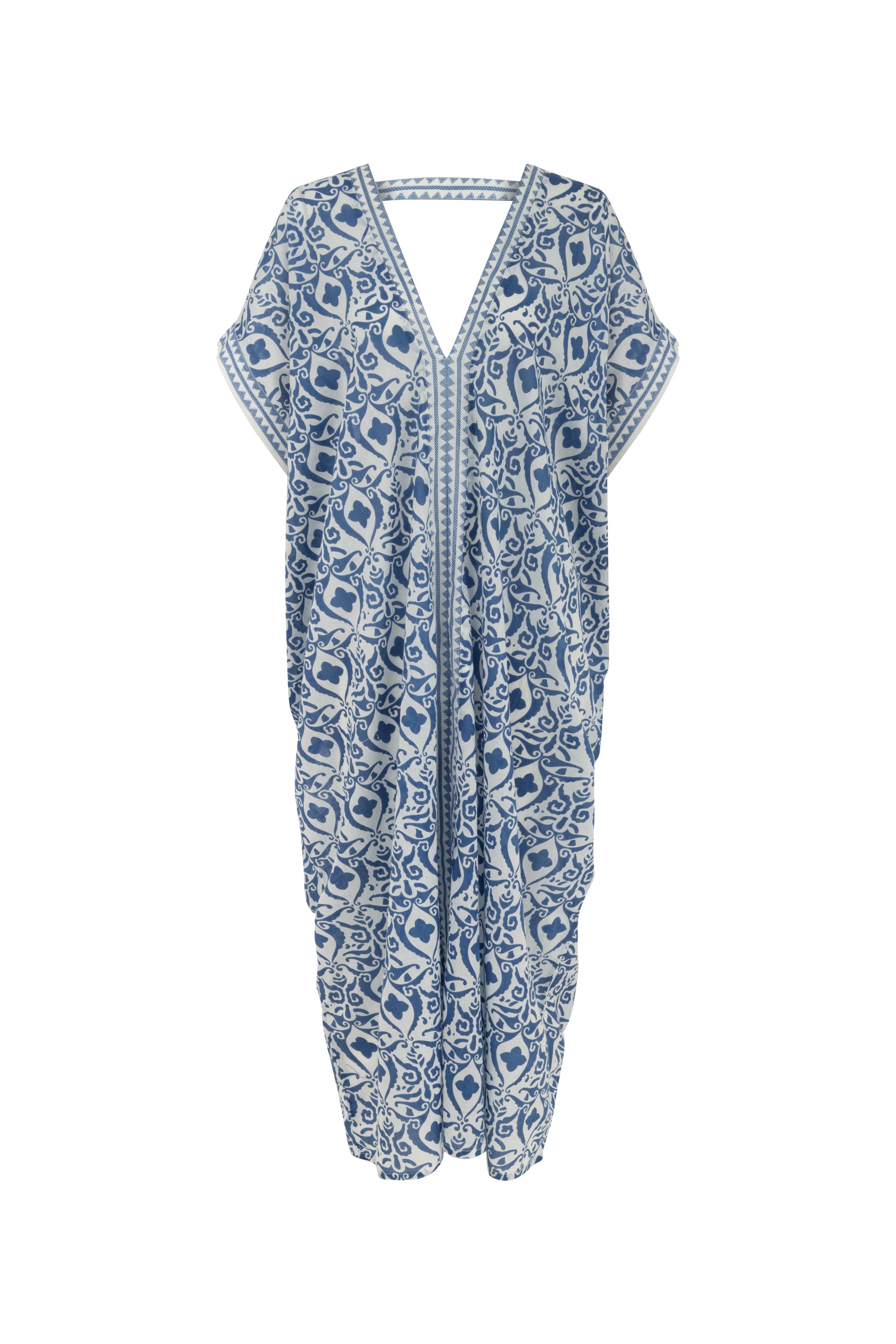 ETNİK DESENLİ UZUN PLAJ ELBİSESİ