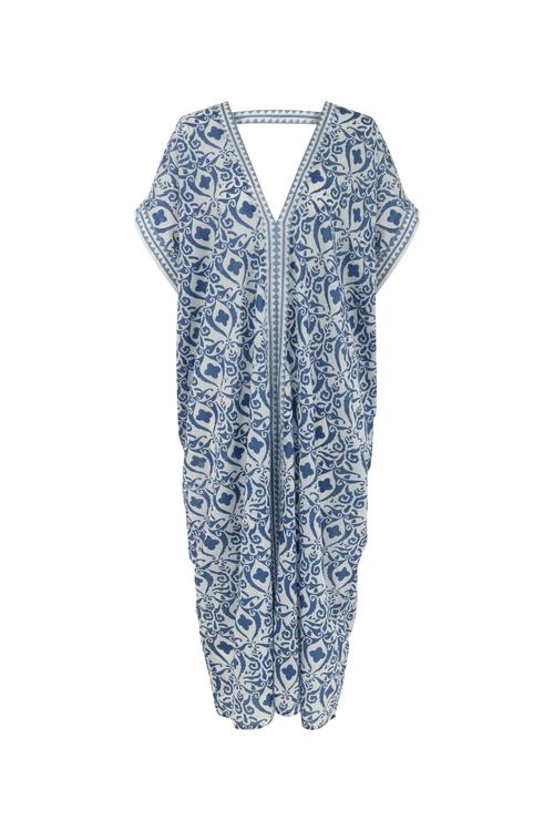  ETNİK DESENLİ UZUN PLAJ ELBİSESİ