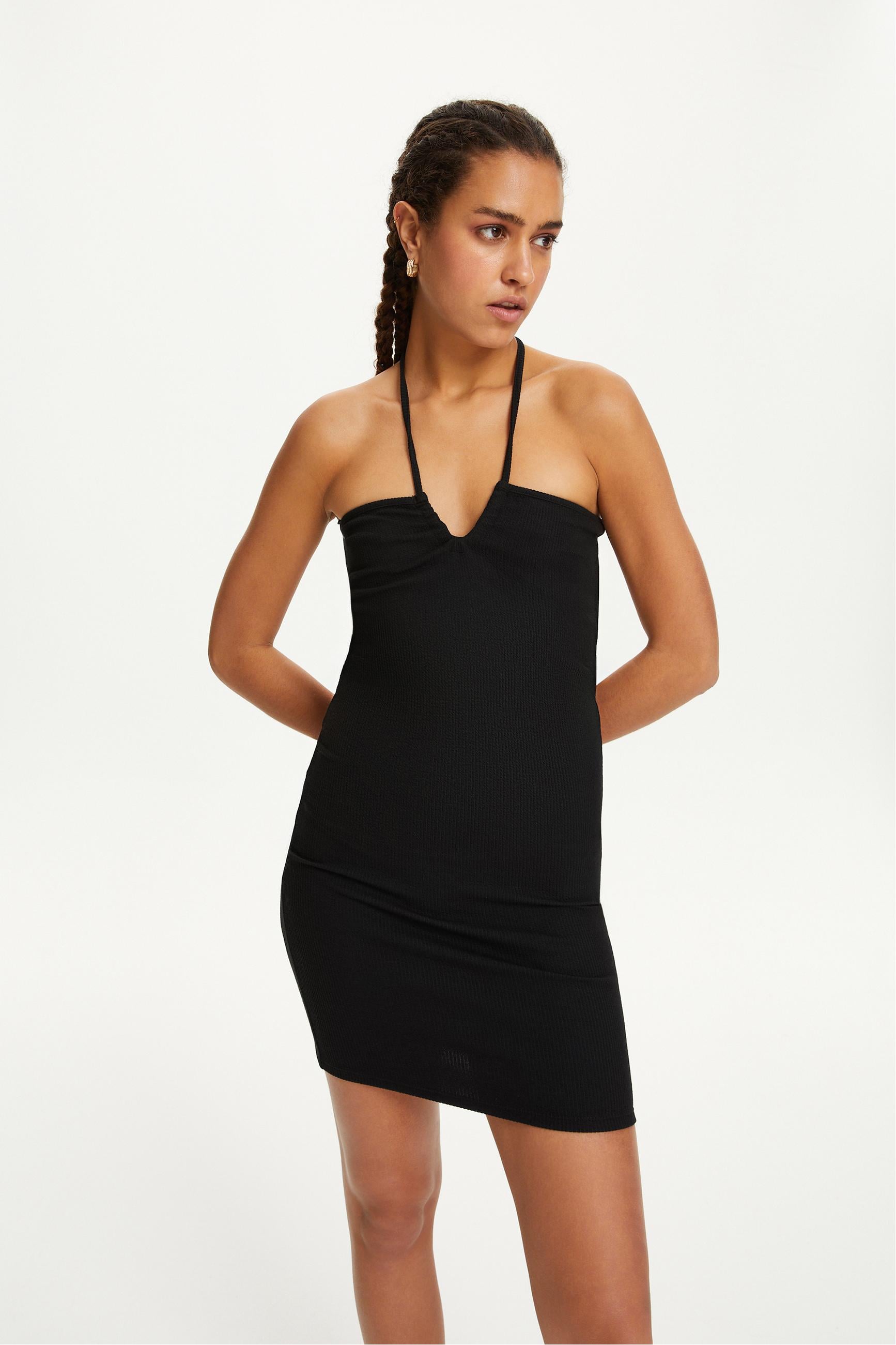 BOYUNDAN BAĞLAMALI MİNİ ELBİSE