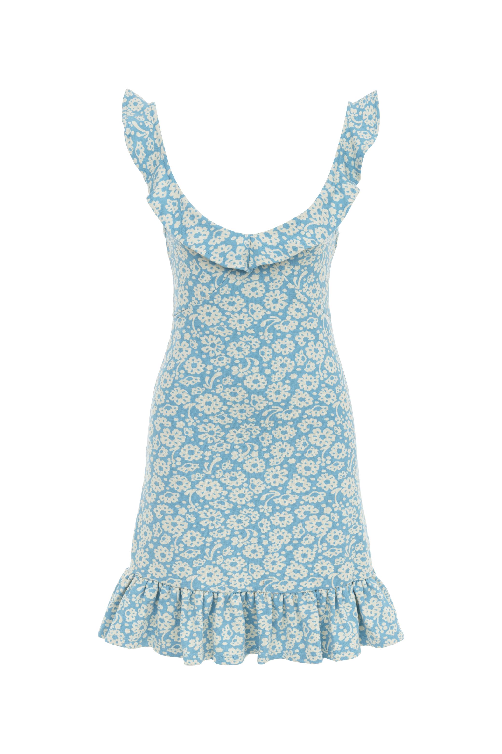 ÇİÇEK DESENLİ VOLAN DETAYLI MİNİ ELBİSE