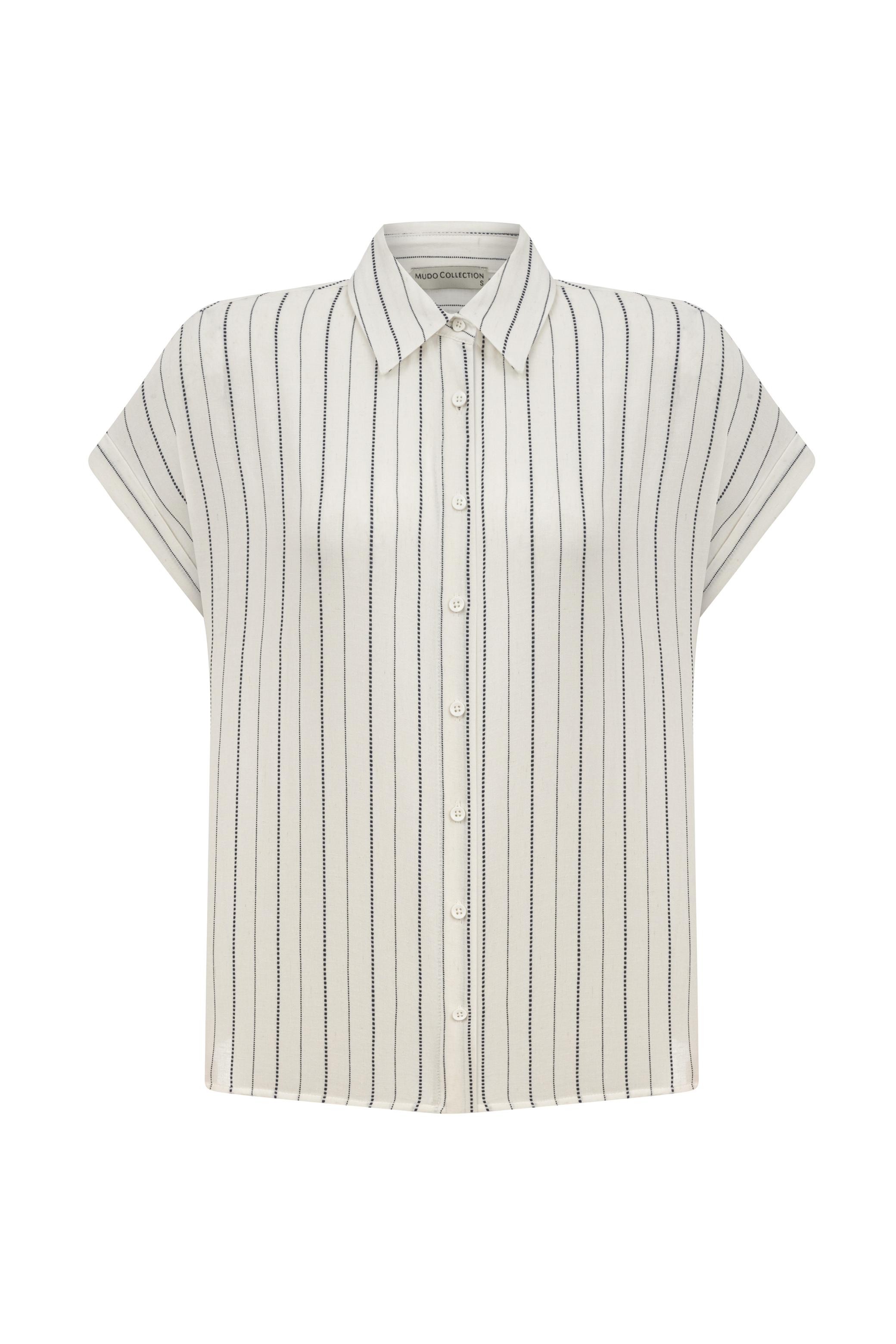 ÇİZGİLİ RAHAT KESİM KISA KOLLU GÖMLEK