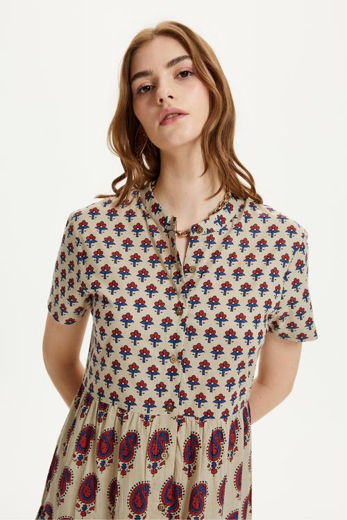  ETNİK DESENLİ UZUN GÖMLEK ELBİSE