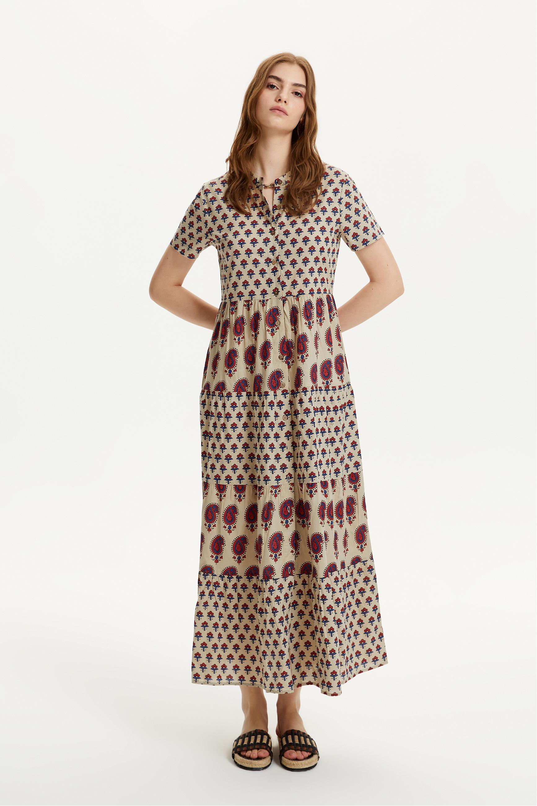 ETNİK DESENLİ UZUN GÖMLEK ELBİSE