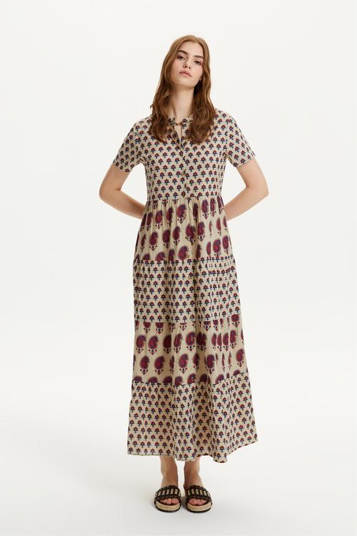  ETNİK DESENLİ UZUN GÖMLEK ELBİSE