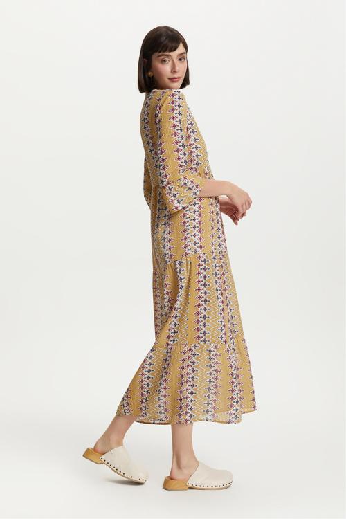  ETNİK DESENLİ UZUN ELBİSE