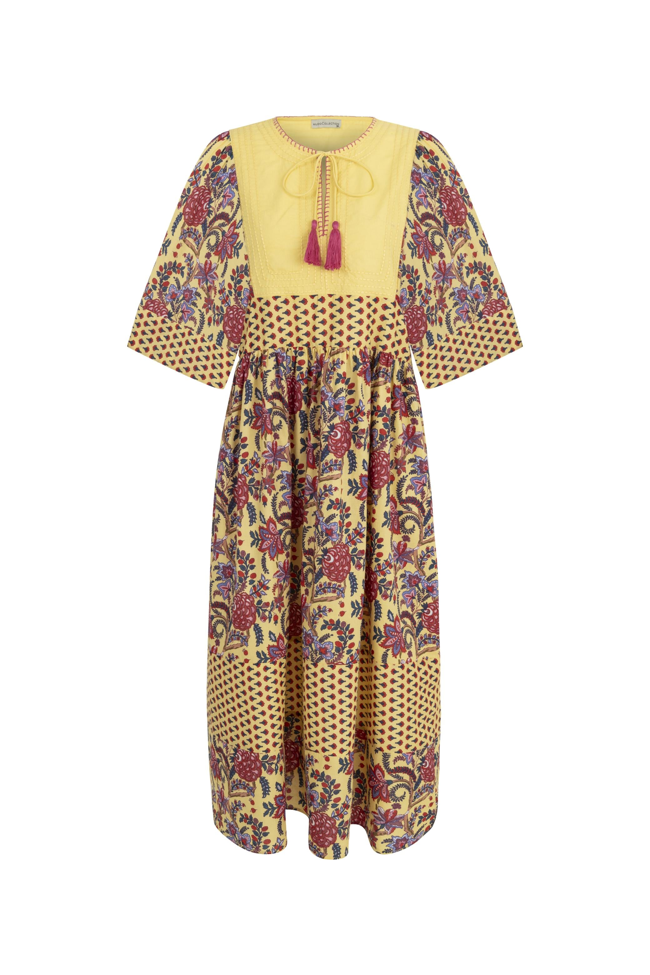 ÇİÇEK DESENLİ UZUN ELBİSE