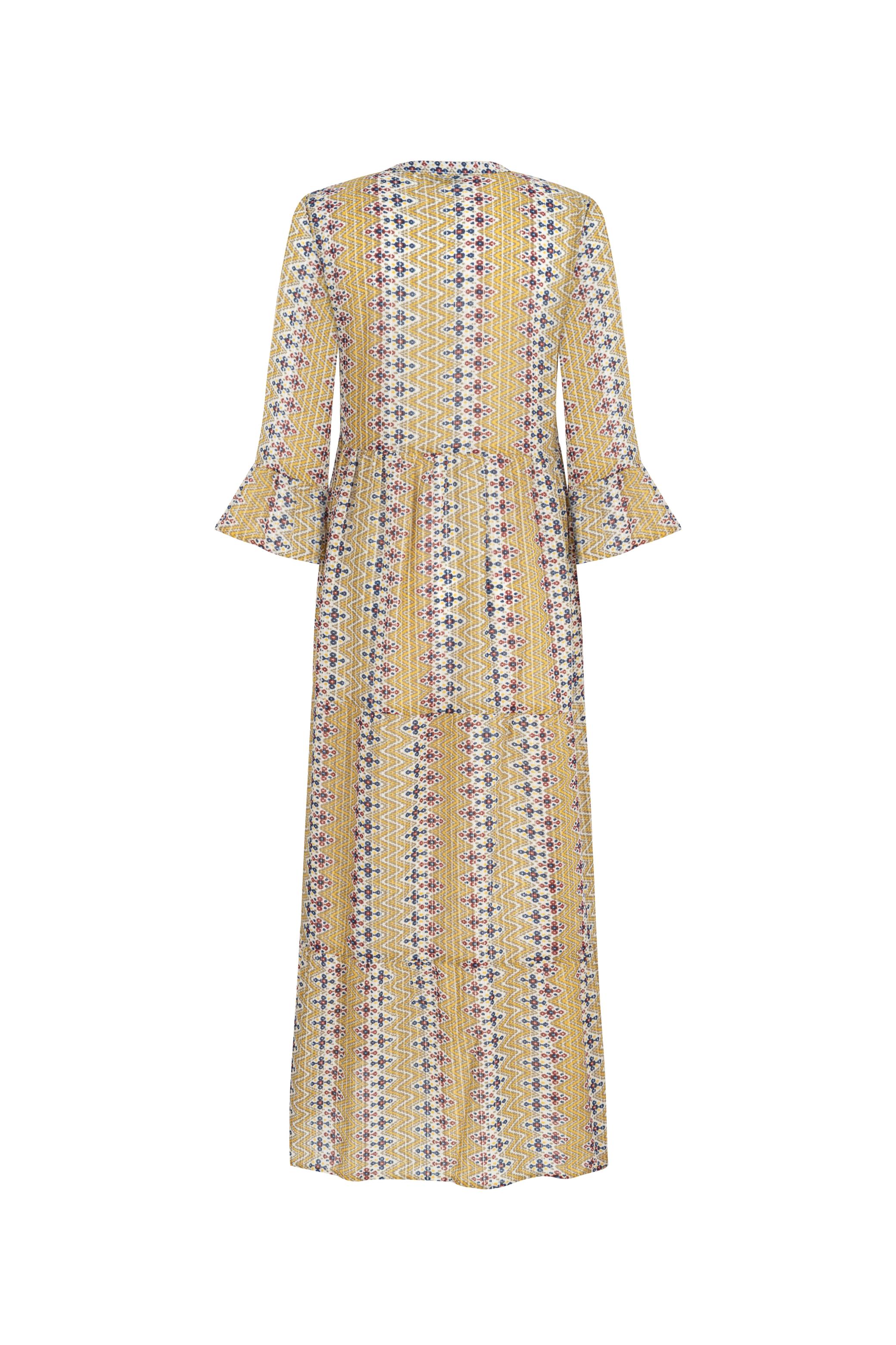 ETNİK DESENLİ UZUN ELBİSE