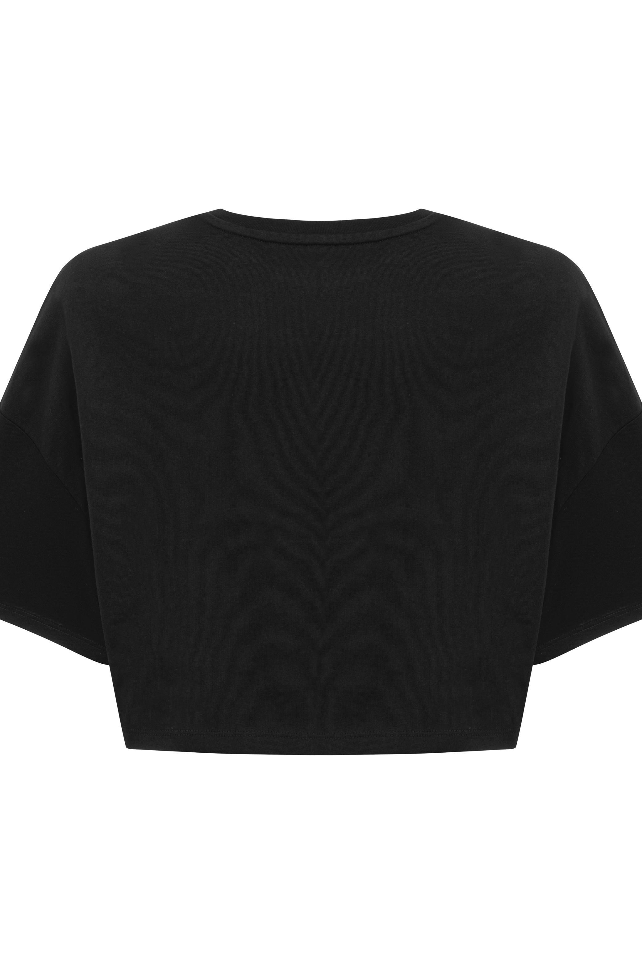 BİSİKLET YAKA KISA KOLLU CROP T-SHIRT