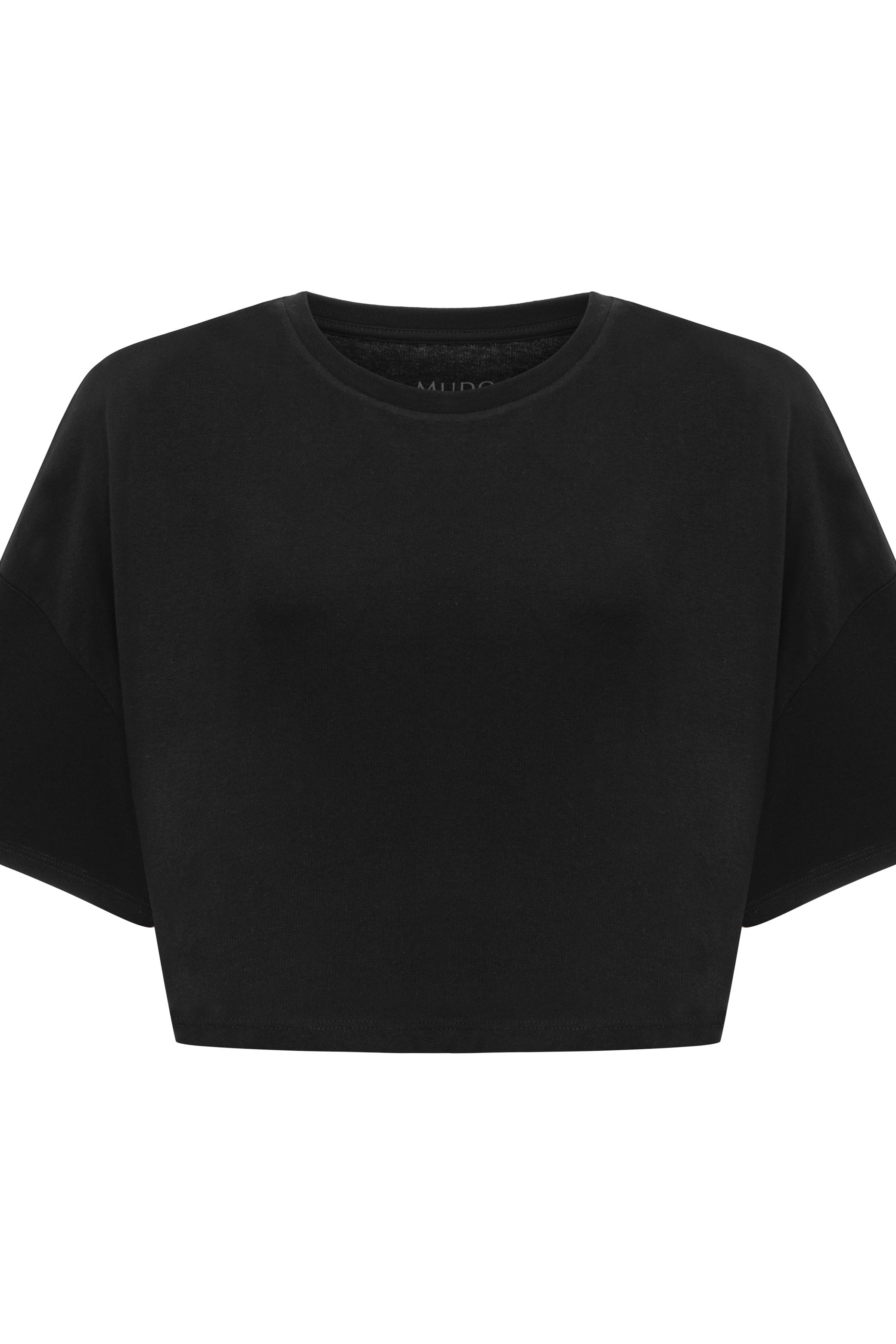 BİSİKLET YAKA KISA KOLLU CROP T-SHIRT