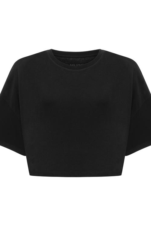  BİSİKLET YAKA KISA KOLLU CROP T-SHIRT