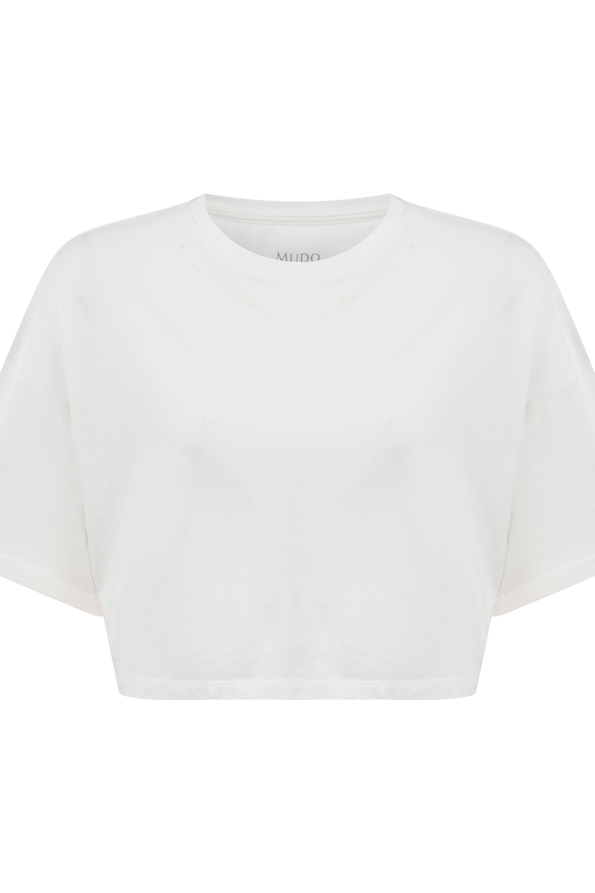 BİSİKLET YAKA KISA KOLLU CROP T-SHIRT