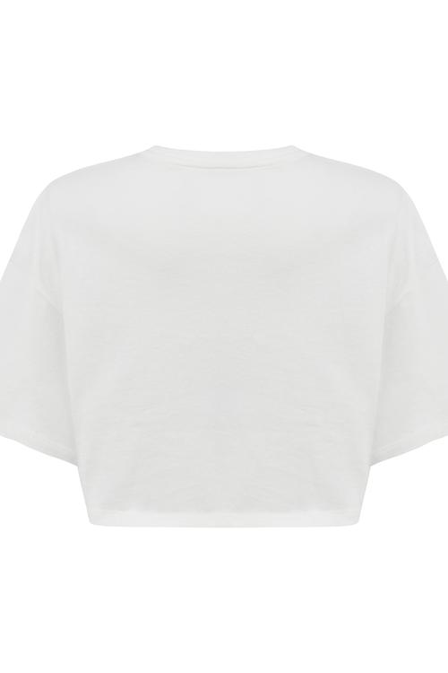  BİSİKLET YAKA KISA KOLLU CROP T-SHIRT
