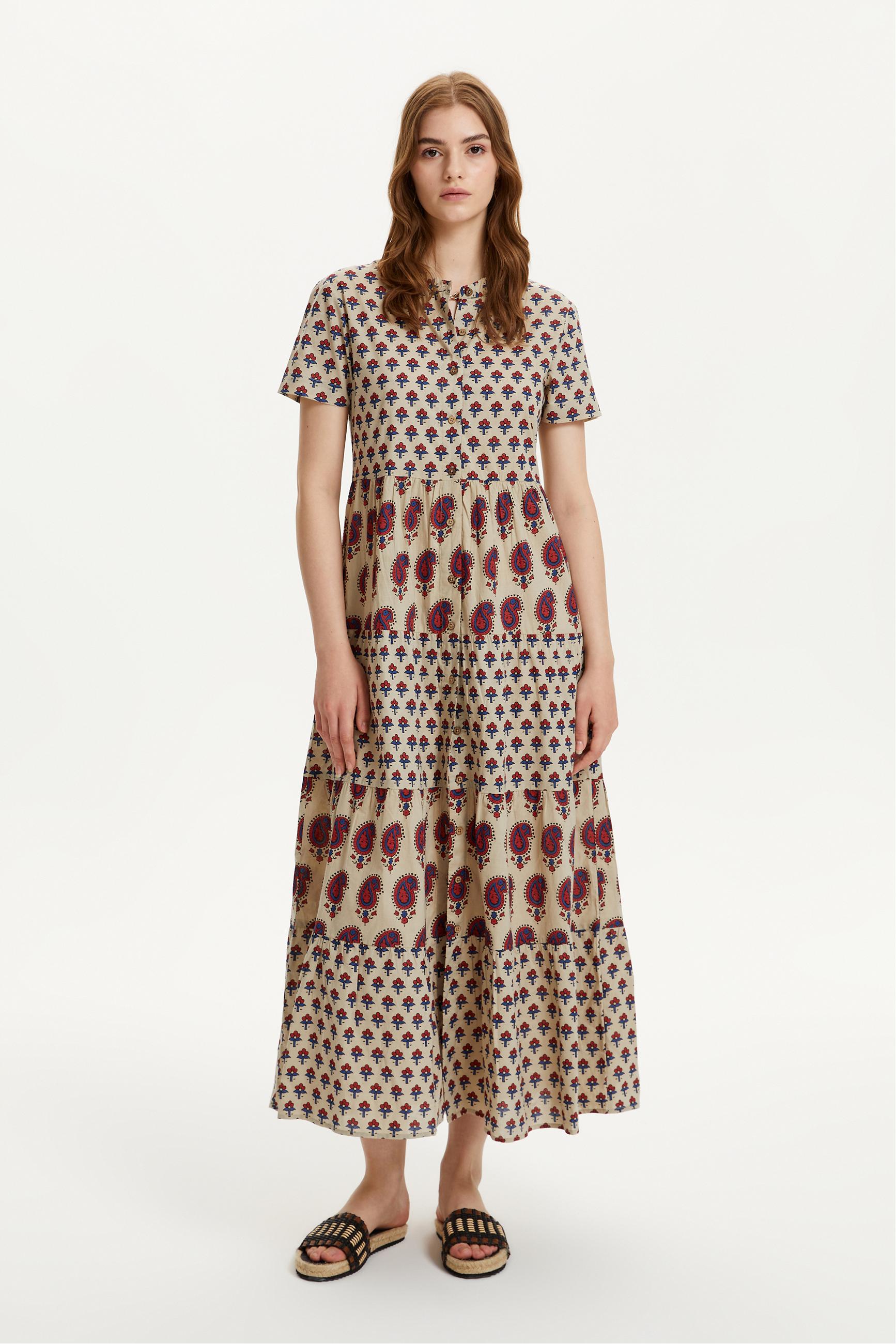 ETNİK DESENLİ UZUN GÖMLEK ELBİSE